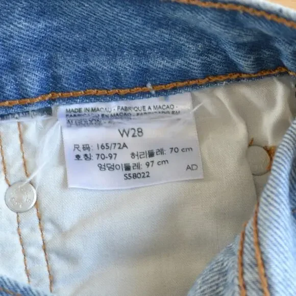 Levis Premium 501 Cutoff Shorts Big E Button Fly Blue Denim Medium Wash 28 - Picture 5 of 5